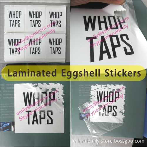 Sun Proof Ink Printing Laminated Eggshell Stickers,waterproof Self Egg Shell Stickers Destructible With Matte Lamination